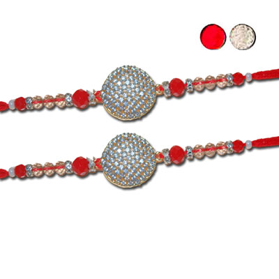 "AMERICAN DIAMOND (AD) RAKHIS -AD 4170 A- 017 (2 Rakhis) - Click here to View more details about this Product